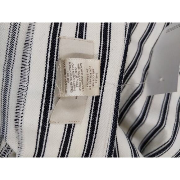 Ann Taylor Loft Skirt Sz 4 White Black Stripe Twill Faux Wrap Sailor Nautical - Picture 7 of 7